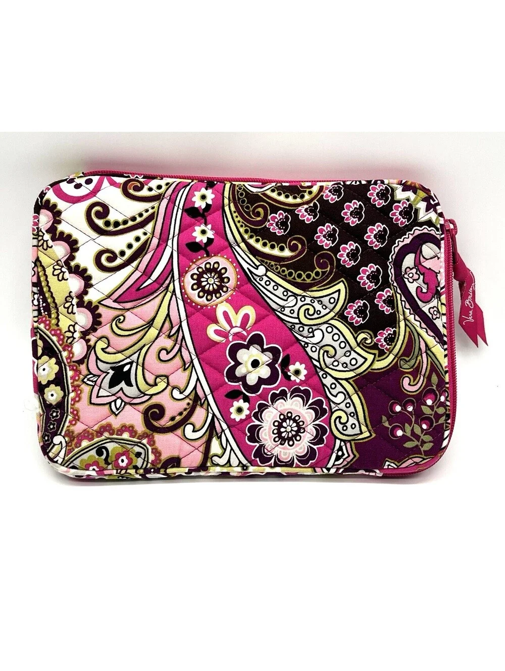 Vera Bradley Very Berry Paisley iPad Tablet Quilted Case Zip Cover Pink Black
